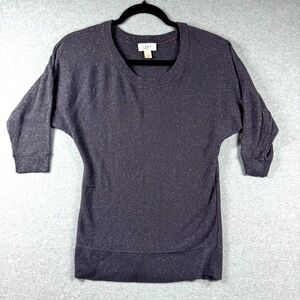Ann Taylor LOFT Dark‎ Gray Glitter Sweater Womens Size XS 3/4 Sleeve